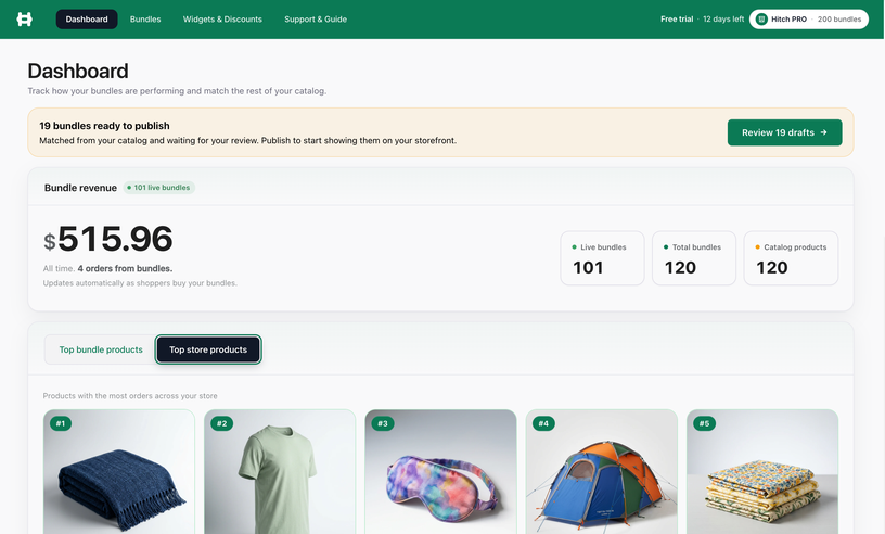 Hitch dashboard overview